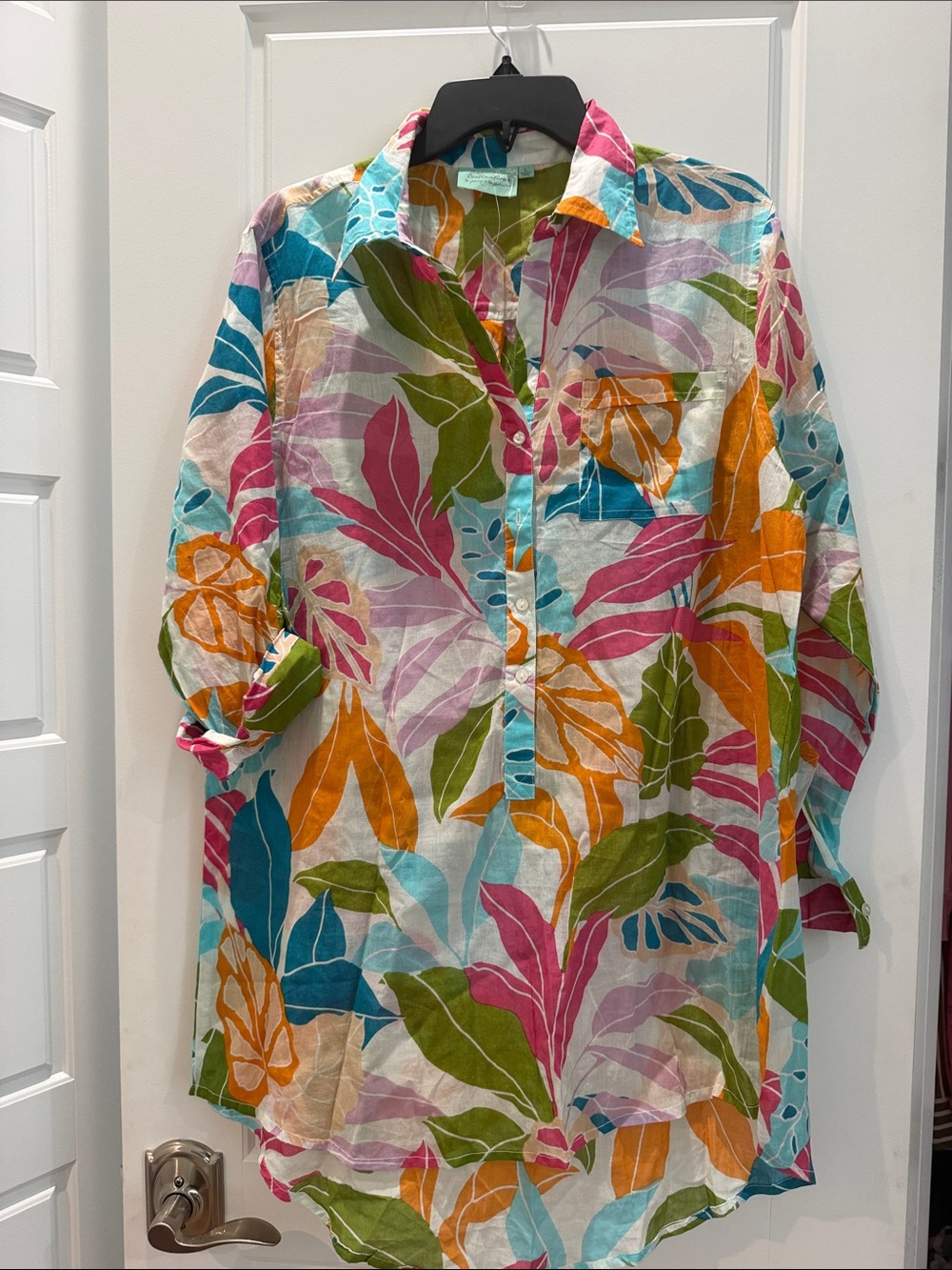 True Destinations Lightweight Floral Linen Swim Coverup - Multicolor Resortwear